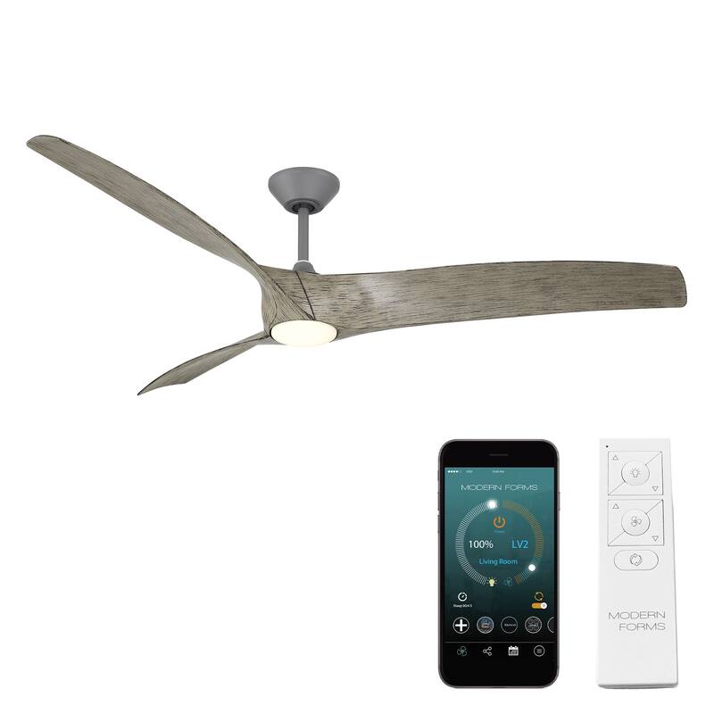 Zephyr 72" 3-Blade Indoor/Outdoor Smart Fan in Graphite Weathered Wood w/ Selectable LED (2700K-5000K) & Remote