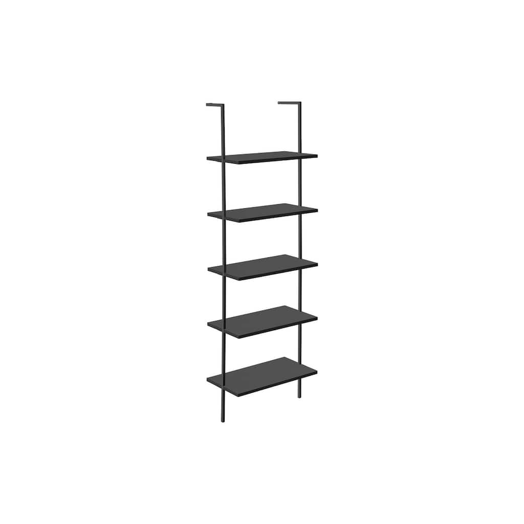 Bookshelf, Bookcase, Etagere, Ladder, 5 Tier, 72"h, Office, Bedroom, Laminate, Metal, Contemporary, Modern
