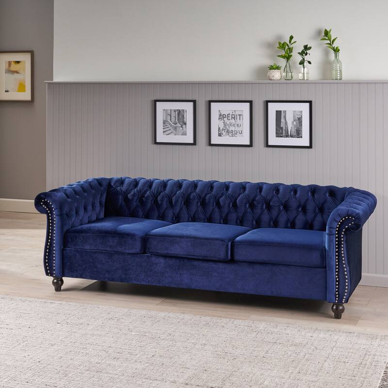 Chesterfield Button Tufted 3-seater Sofa with Nailheads
