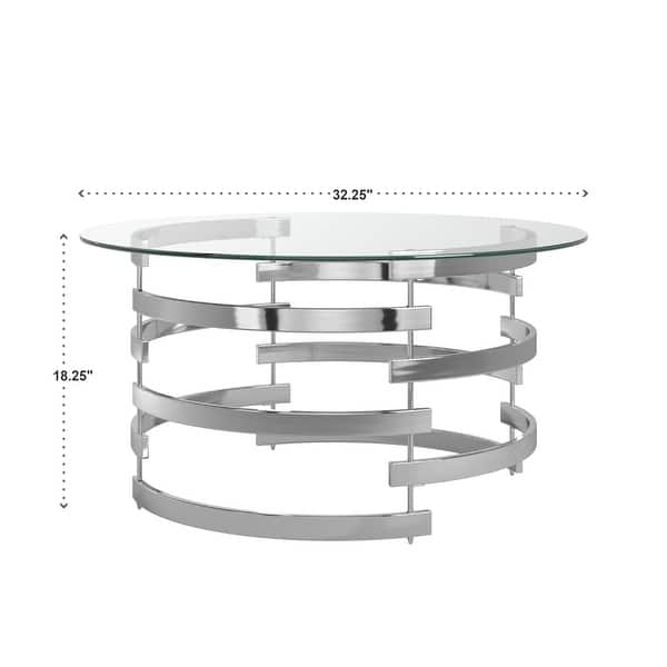 Nova Round Glass Top Vortex Iron Base Accent Table by iNSPIRE Q Bold