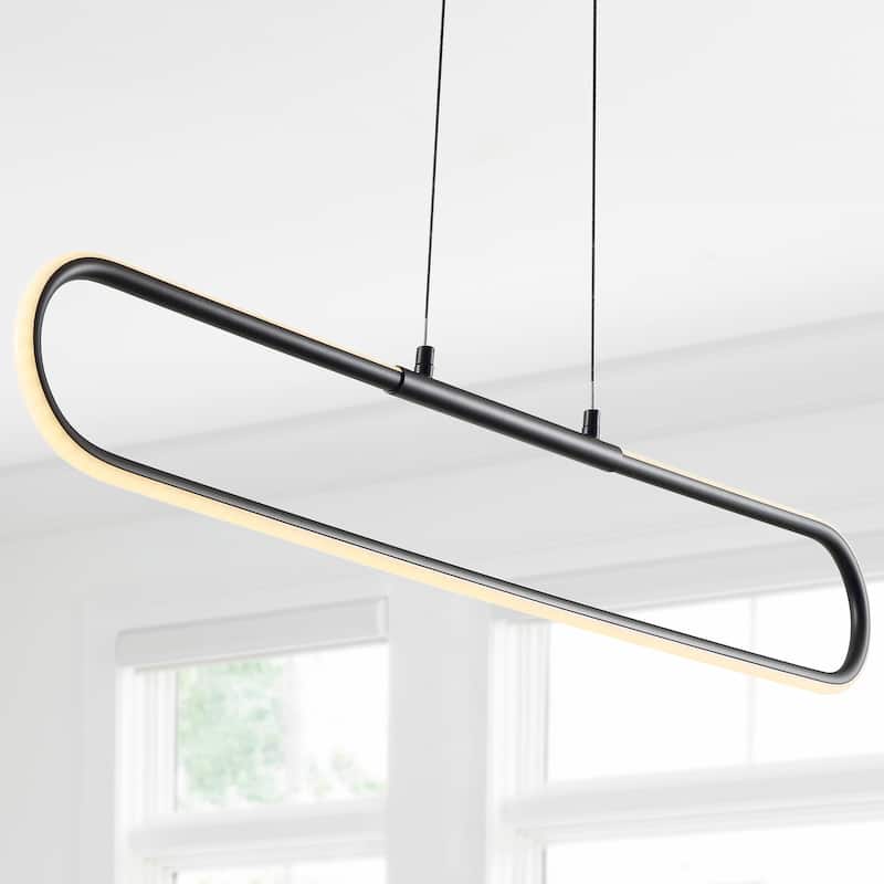 Makena 39" Dimmable Adjustable Integrated LED Metal Linear Pendant, by JONATHAN Y