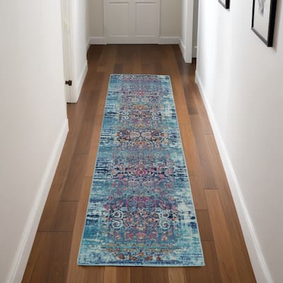 HomeRootsFloral Transitional Runner Area Rug - 96' X '28' X '0.5