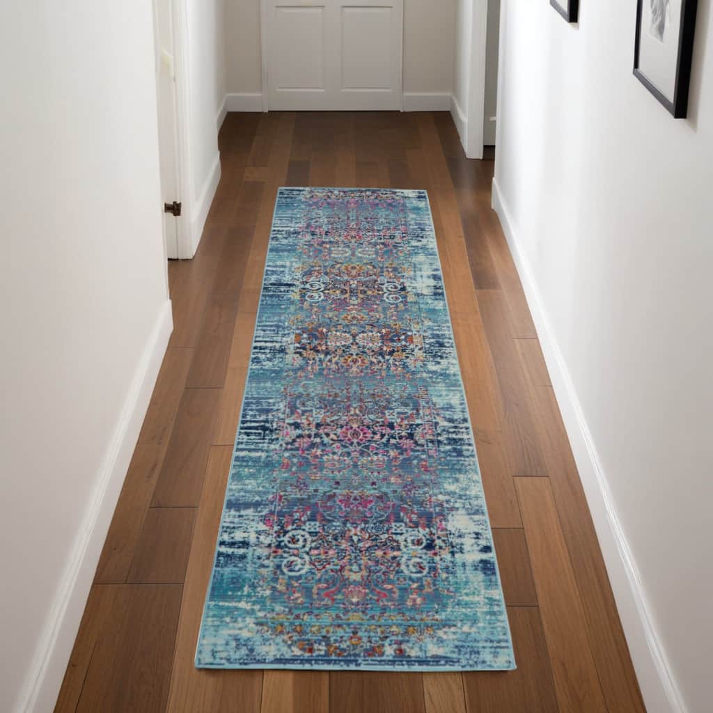 HomeRootsFloral Transitional Runner Area Rug - 96' X '28' X '0.5
