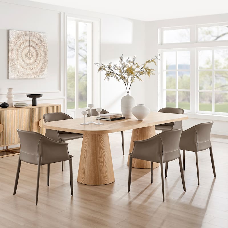 NPD Furniture Callie Recycled Leather Dining Arm Chair - Light Mocha