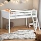 preview thumbnail 13 of 21, Twin Size Wood Low Loft Bed with Ladder, ladder can be placed on the left or right
