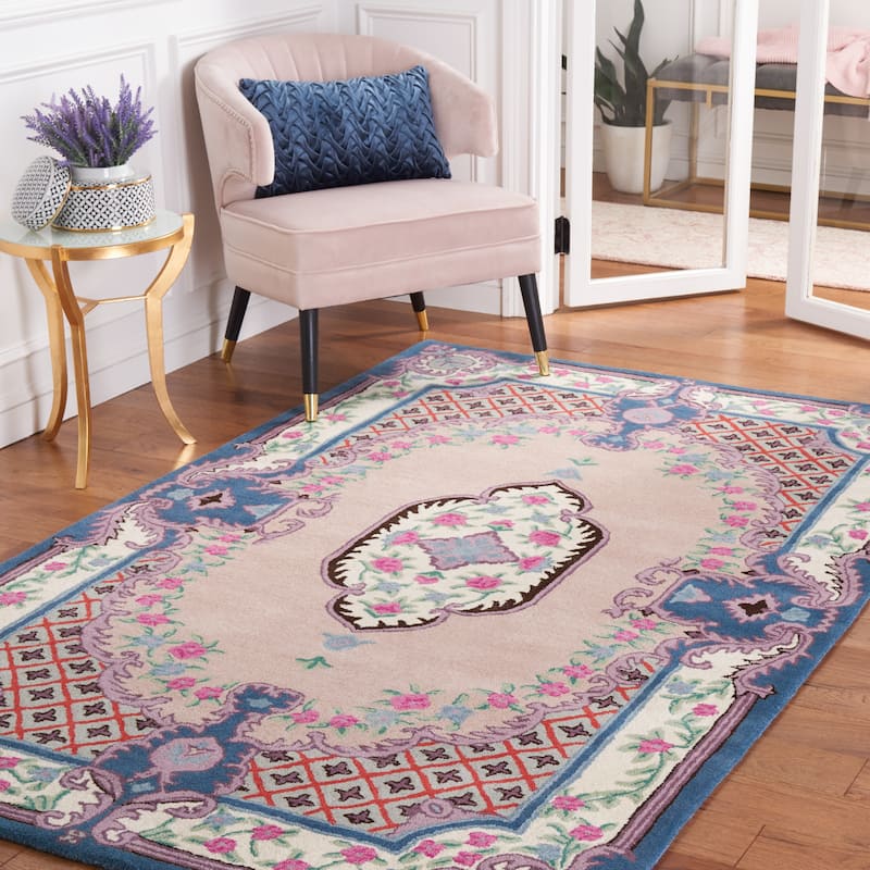 SAFAVIEH Handmade Bellagio Tatevik Oriental Medallion Wool Rug - 8' x 10' - Pink/Ivory