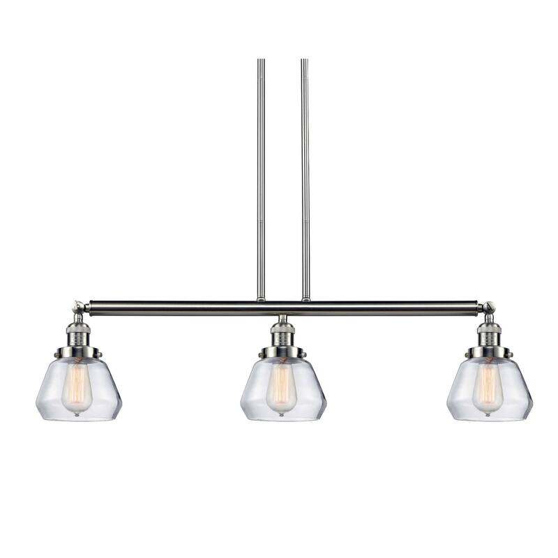 Innovations Lighting Fulton 3 Light 39" Wide Linear Chandelier - Brushed Satin Nickel / Clear