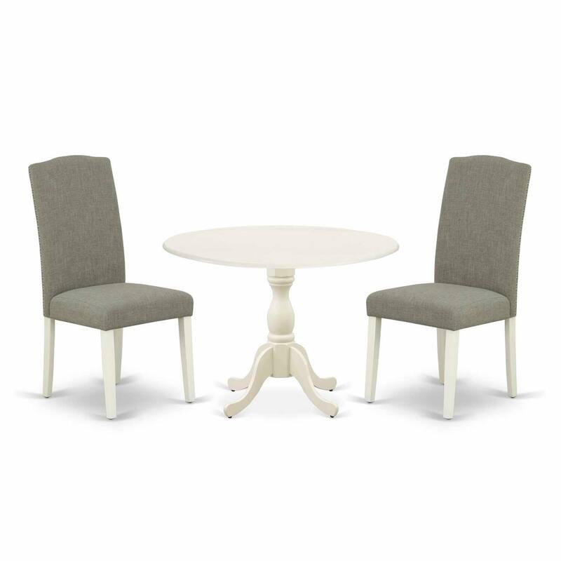 3-Piece Linen White Finish Solid Wood Top Dining Room Set (Seats-4)