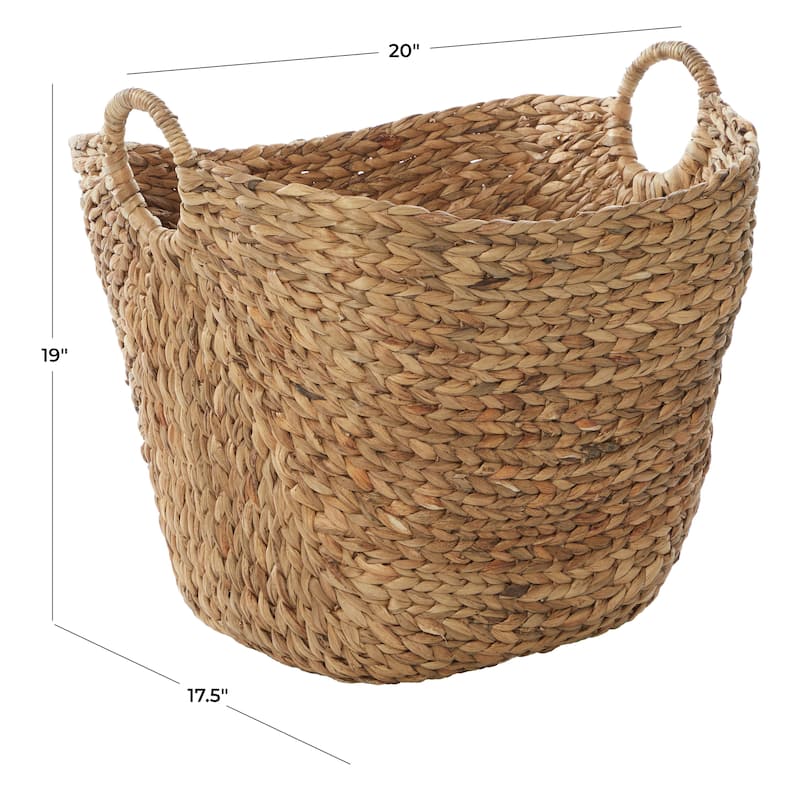 Seagrass Handmade Large Woven Decorative and Functional Storage Basket with Handles - Brown, White, Black