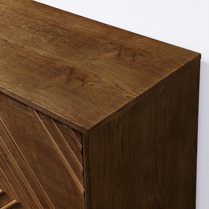 60" Mid Century Buffet Cabinet - Geometric Storage Sideboard