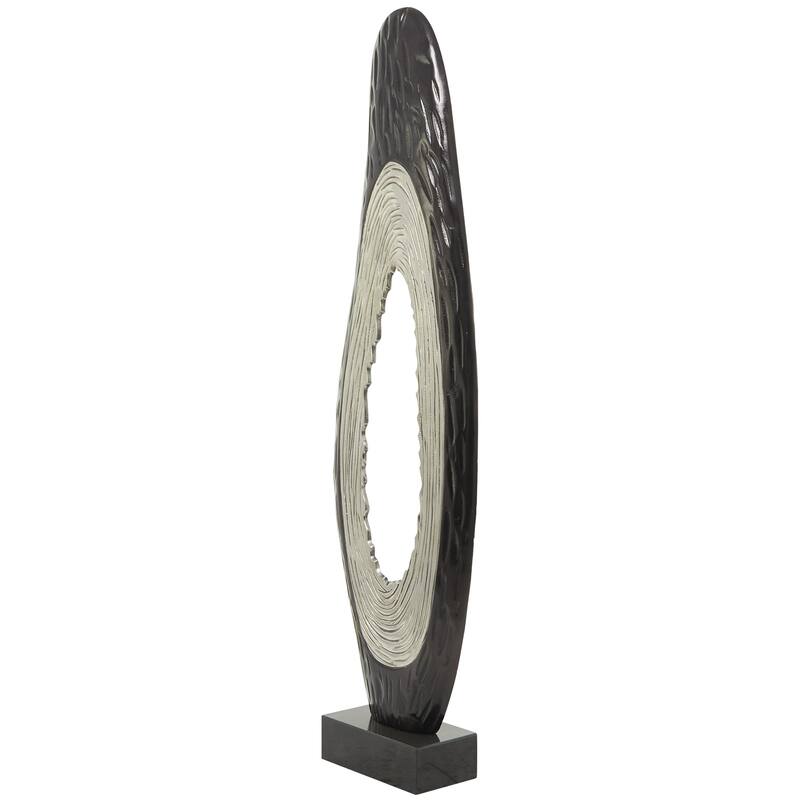 Aluminum Metal Abstract Teardrop Decorative Sculpture with Black Base - Black or Gold - Roche River Decor