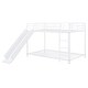preview thumbnail 14 of 18, White Twin over Twin Size Metal Bunk Bed with Slide & Guardrails