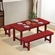 preview thumbnail 53 of 58, 3-Piece HDPE Outdoor Dining Set with Umbrella Hole Table and Two 2-Person Benches