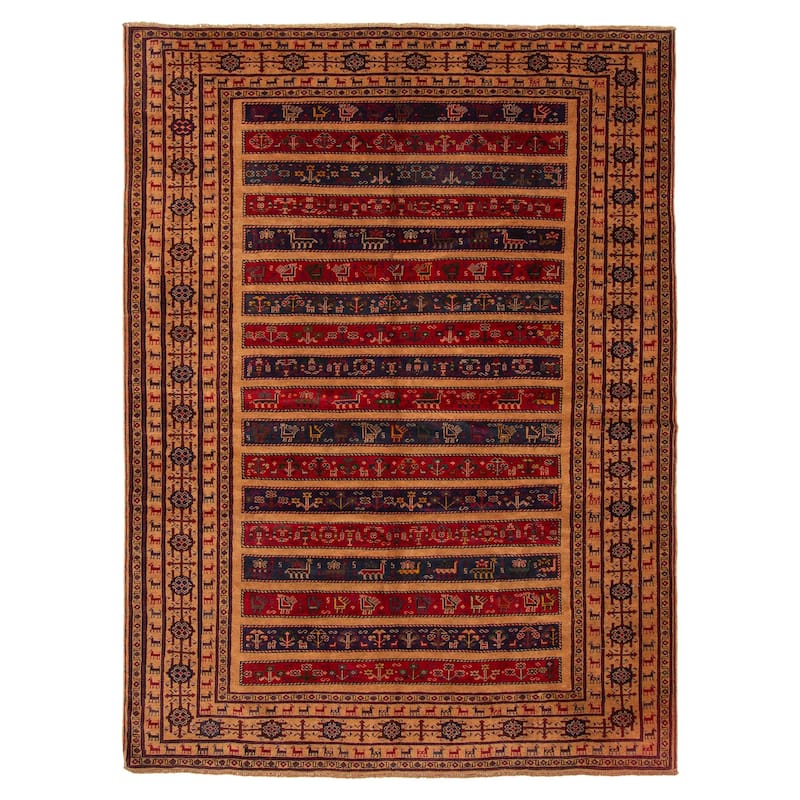 ECARPETGALLERY Hand-knotted Teimani Tan Wool Rug - 6'8 x 9'0 - Tan - 6'8 x 9'0