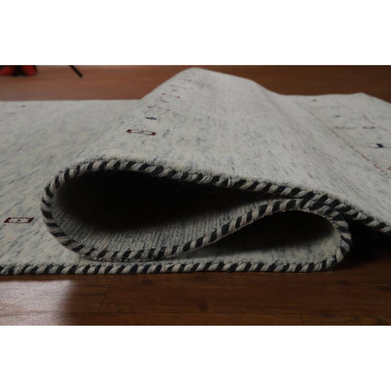 Hand Knotted Oriental 100% Wool Carpet Tribal Animal Pictorial Beige & Ivories Gabbeh Area Rug - 7' 11'' X 5' 2''