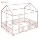 preview thumbnail 11 of 19, Full Size Metal Bed House Bed Frame with Fence for Kids