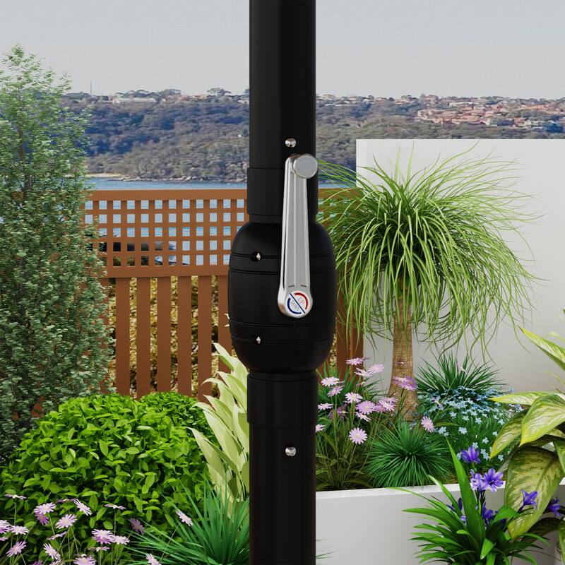 15 - foot Dual - sided Teal Outdoor Umbrella with LED: Durable Polyester Canopy, Sturdy Steel Frame