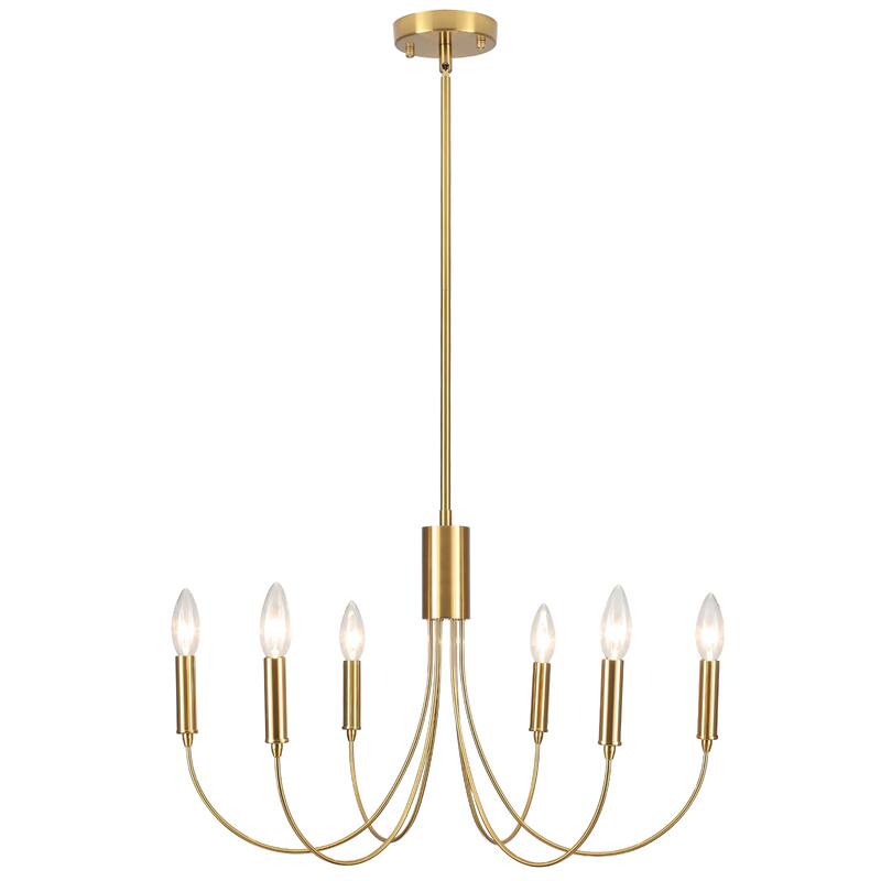 6-Light Modern Chandelier, Farmhouse Chandelier, Candle Style Chandelier for Dining Living Room Kitchen Island - 23.62"Dx8.86"H