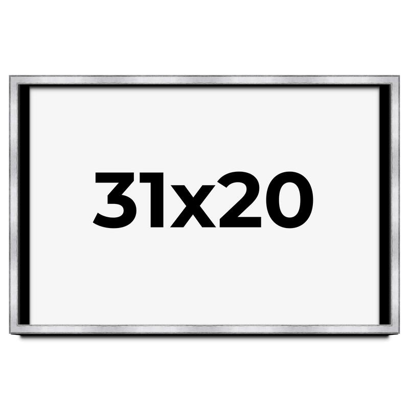 31x20 Shadow Box Frame Silver | 1.375 Inches Deep Real Wood