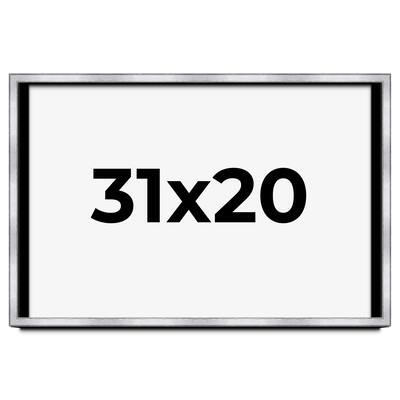 31x20 Shadow Box Frame Silver | 1.375 Inches Deep Real Wood