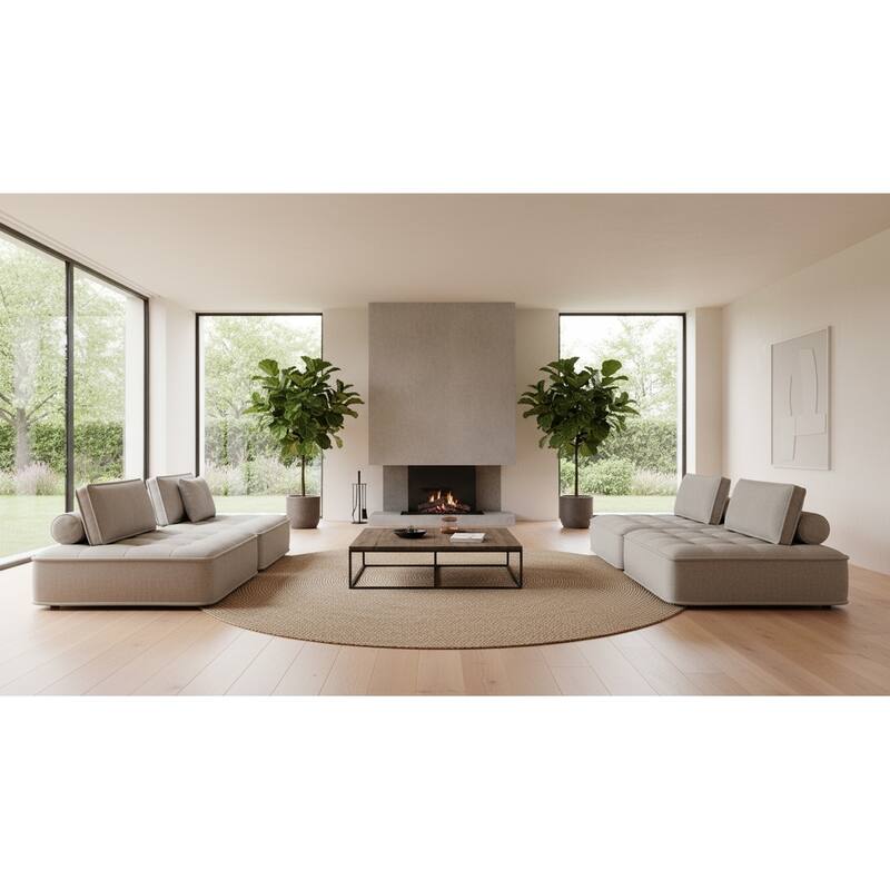 Nolden Modern Grey Fabric Modular 4-Piece Sectional Sofa