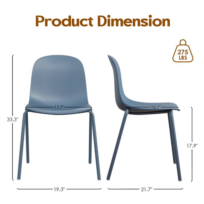 Set of 4 Modern Plastic Stackable Dining Chairs