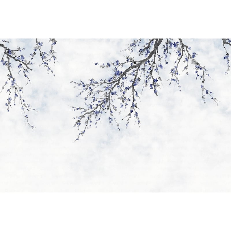 Elegant Cherry Blossom Branch Wallpaper Mural – Minimalist Floral Design for Serene Interiors