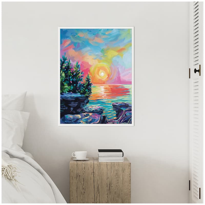 Kate and Laurel Sylvie Tangerine Sunrise Framed Canvas by Rachel Christopoulos