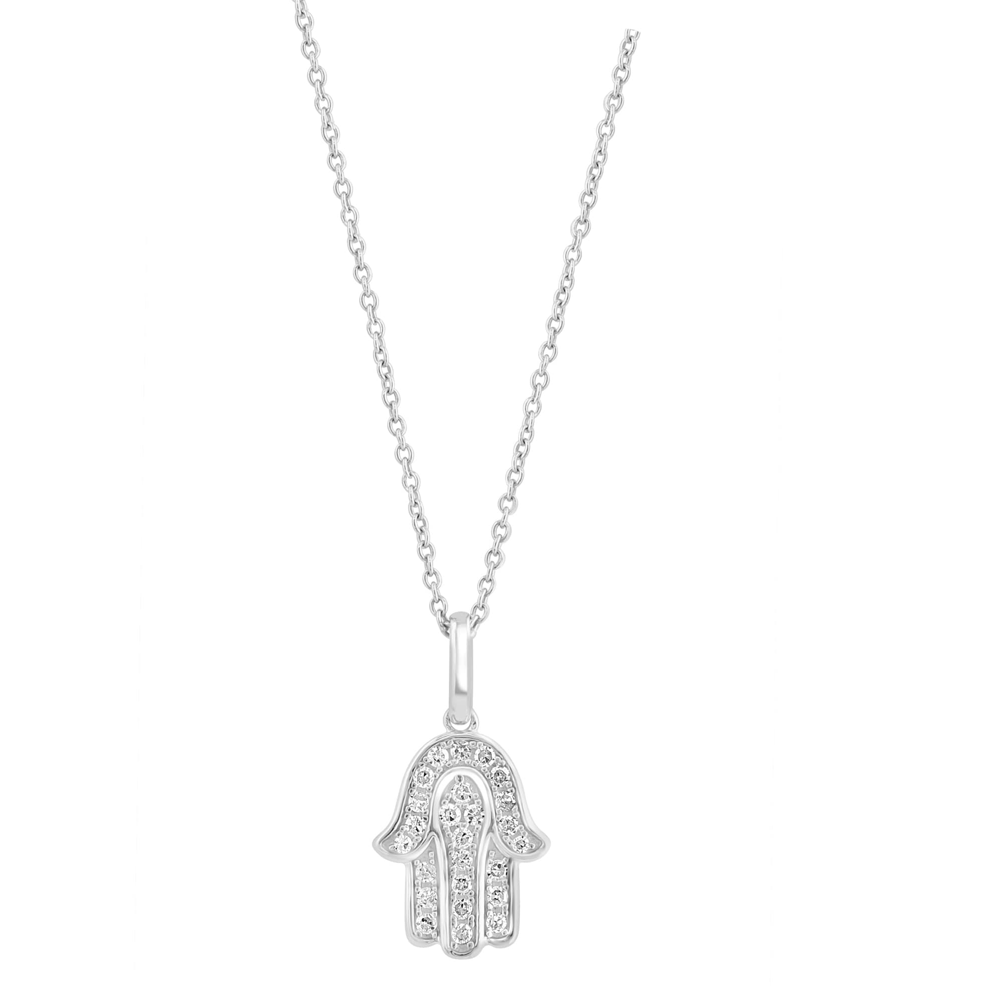 EFFY 925 Silver Diamond Hamsa Pendant Necklace