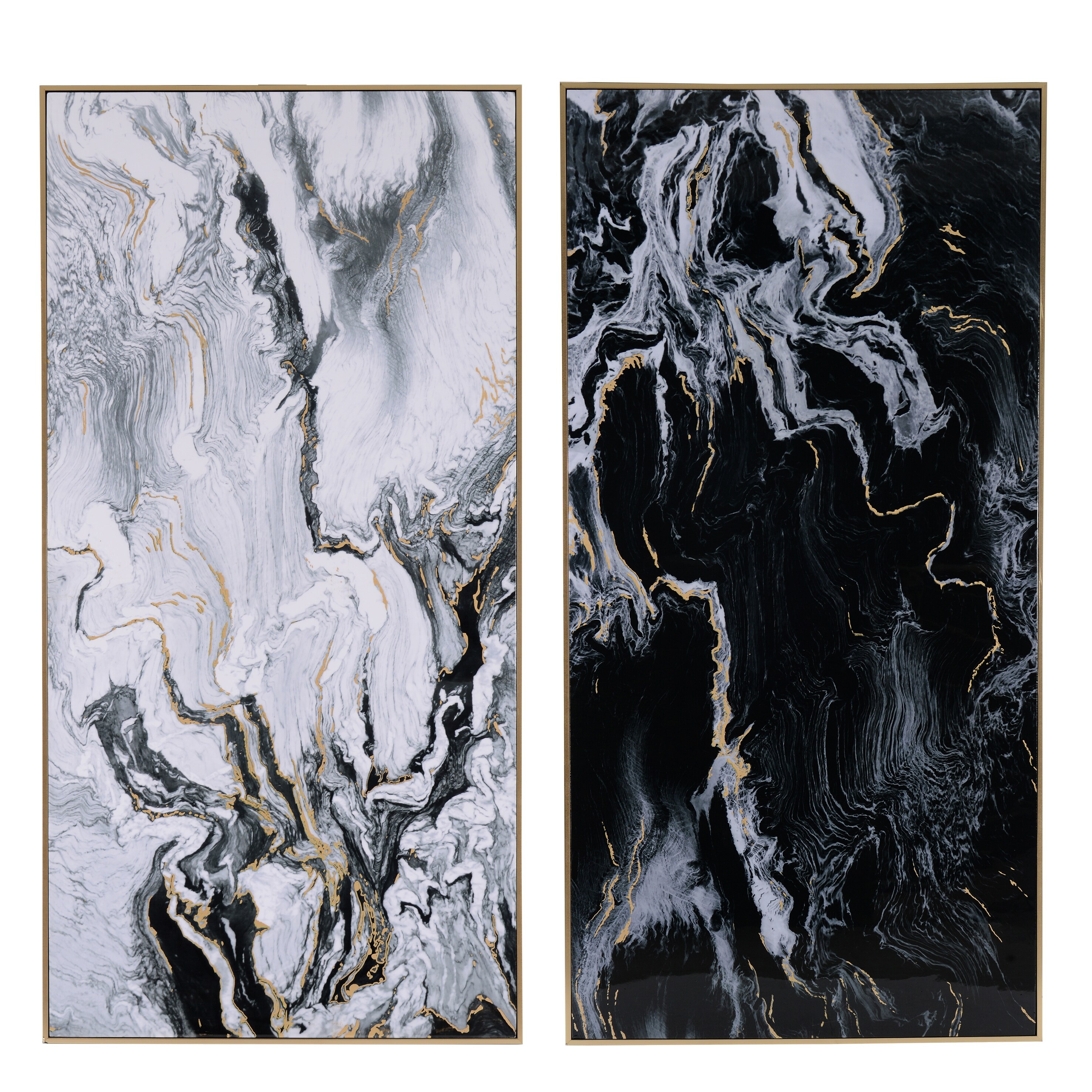 Shop Set Of 2 Black And White Contemporary Marbled Print Wall Art