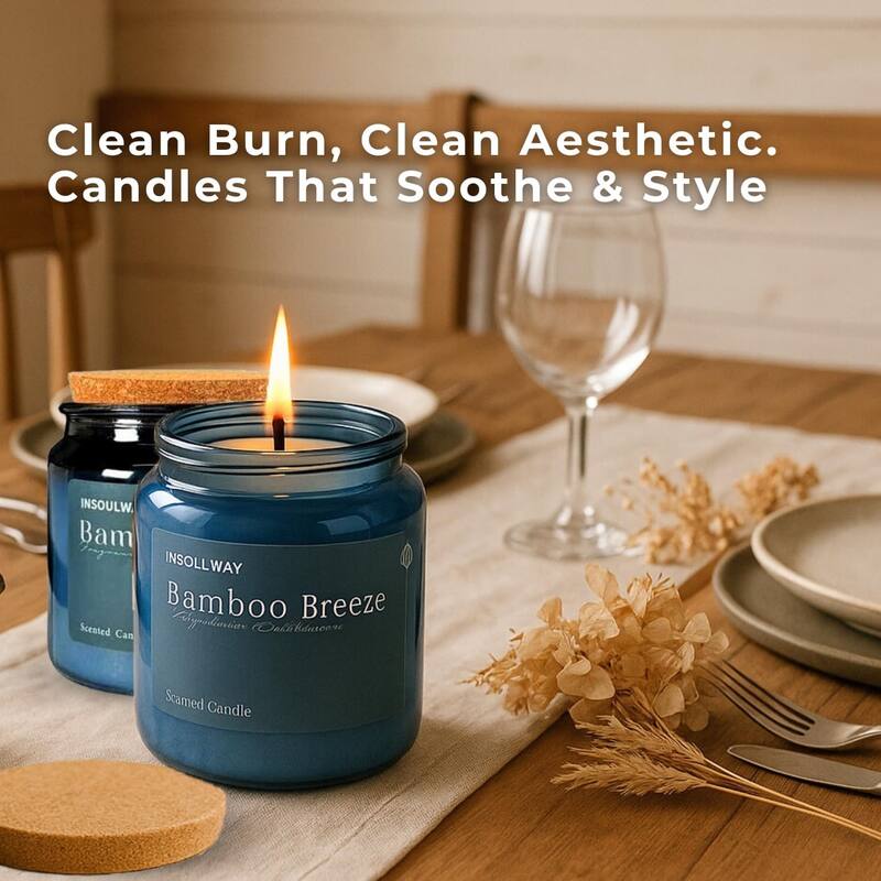 3 Oz Beachy Scented Candle Set of 2 in Blue Glass by Aria Home