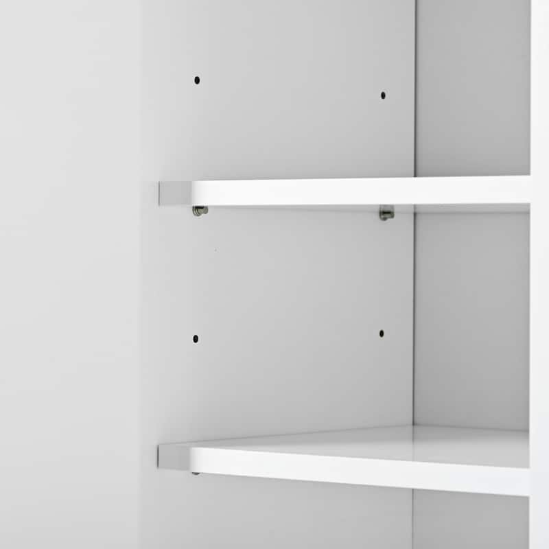 White Shoe Cabinet with Adjustable Shelves and Sturdy Top Surface - 11.8"W x 39.69"H x 47.2"D