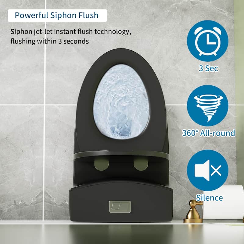1.1/1.6 GPF Tornado Flush One-Piece Toilet Elongated,Soft Closing Seat, Button on Tank top,Chair Seat ADA Height 17"