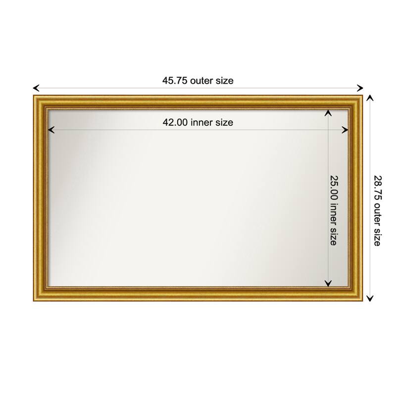 Townhouse Gold Framed Non-Beveled Custom Wall Mirror, Bathroom Vanity Mirror - Outer Size: 45.75 x 28.75