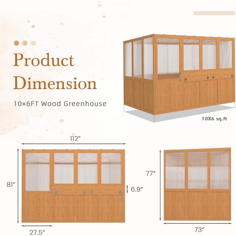 AECOJOY Heavy Duty Wood Greenhouse, Greenhouses for Outdoors with Openable Window & Lockable Door