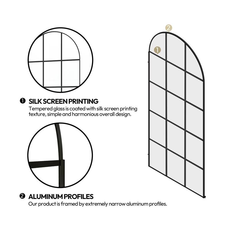 Aranaz Fixed Single Panel Framed Shower Door with Clear Glass - 34" W x 78" H