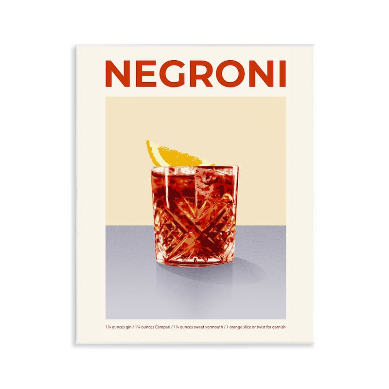 Stupell Negroni Classic Cocktail Wall Plaque Art Design By Victoria Barnes - 11 x 14
