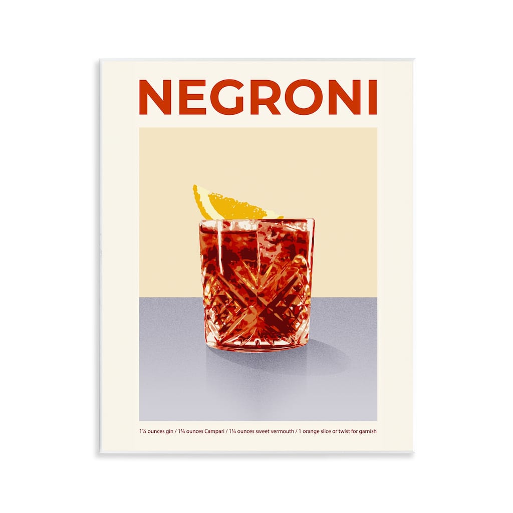 Stupell Negroni Classic Cocktail Wall Plaque Art Design By Victoria Barnes