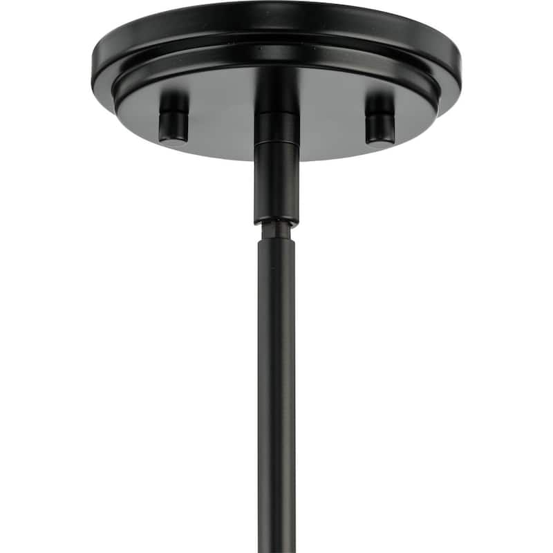 Beckner Collection One-Light Matte Black Clear Glass Urban Industrial Pendant Light - 8 in x 8 in x 11.25 in