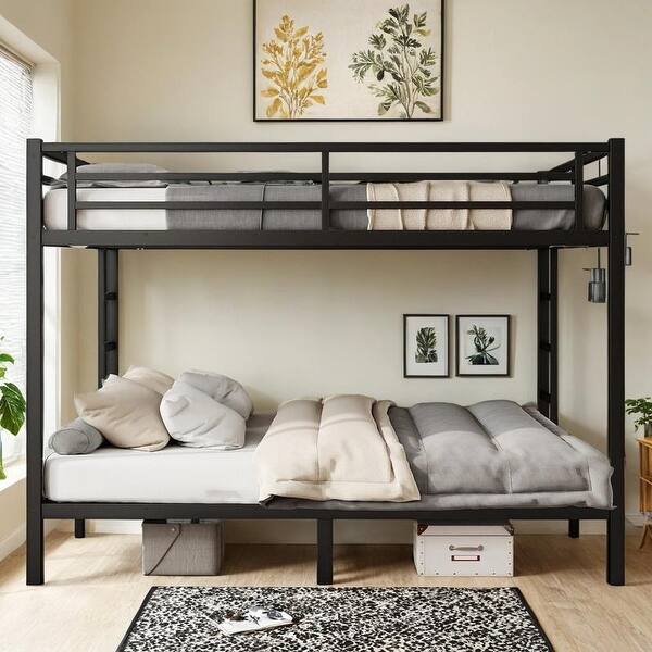 slide 2 of 11, Metal Queen/King/California King Size Bunk Bed with Under Bed Storage California King
