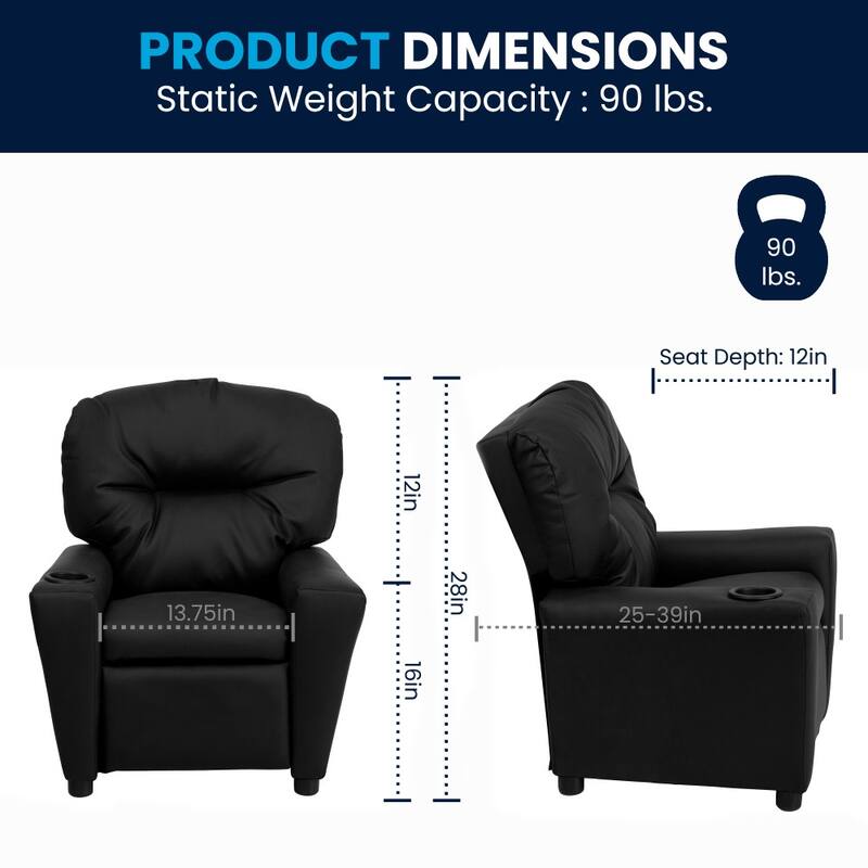 Contemporary Kids Recliner with Cup Holder