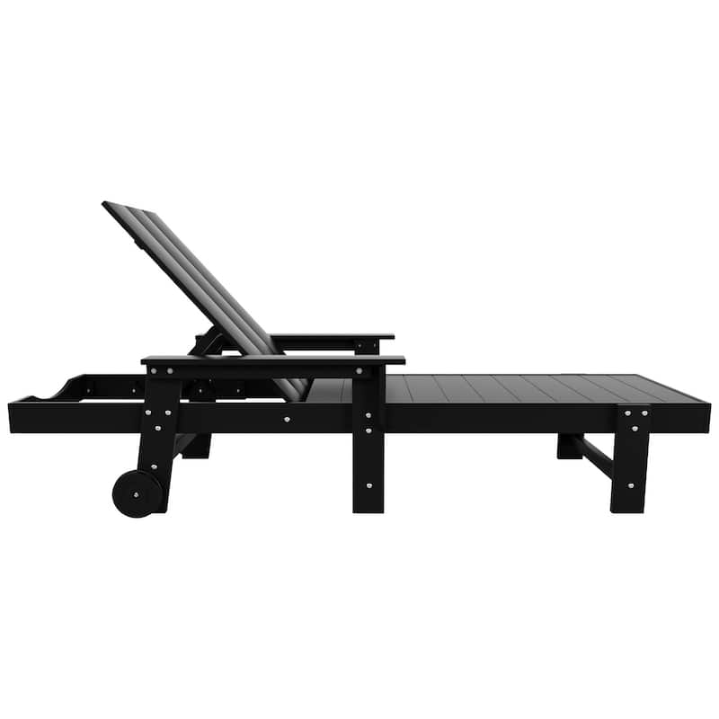 Polytrends Shoreside Modern Poly Reclining Eco-Friendly All Weather Chaise Lounge With Arms & Wheels