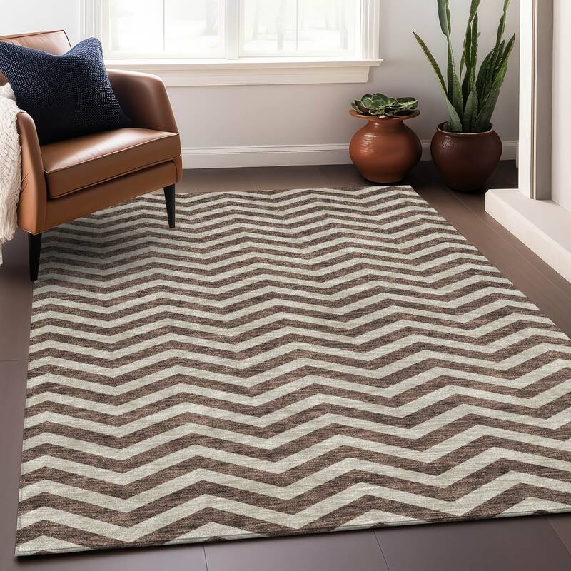 Premium Washable Super Soft Modern Chevron Mayfield Rug - Brown - 10' x 14'