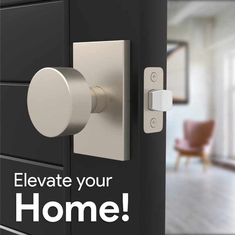 Modern Mega Handles LAURA Keyless Reversible Round Passage Door Knob for Hallway, Closet, Bathroom, Easy Install
