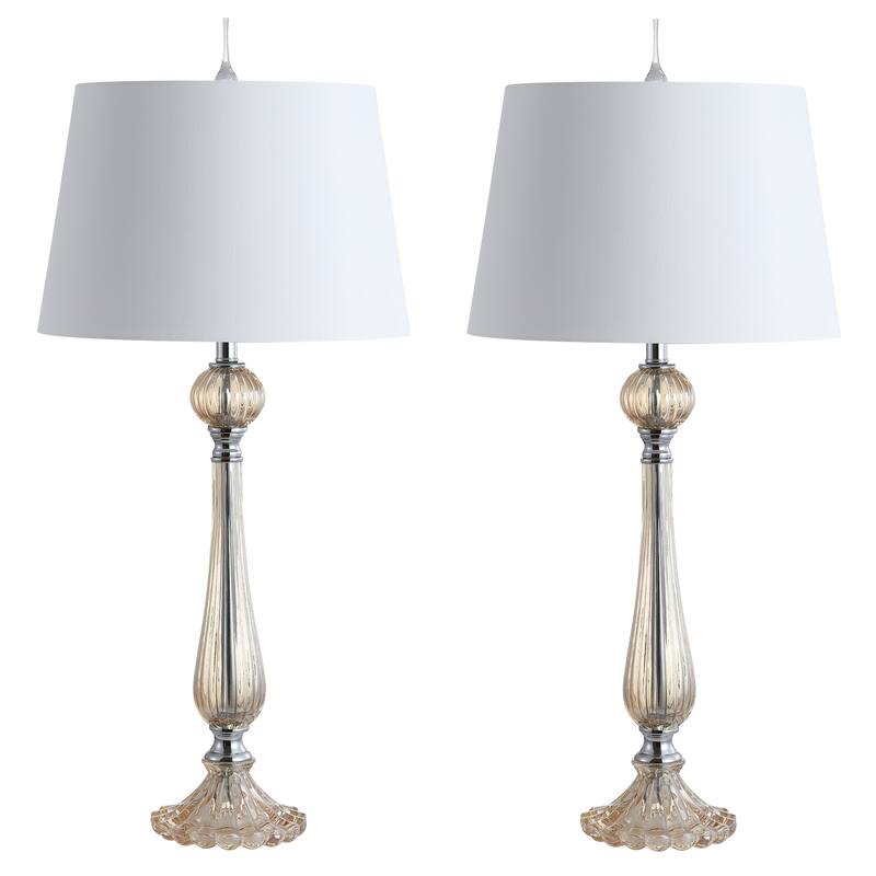 Caterina 32.5" Glass LED Table Lamp, Champagne (Set of 2) by JONATHAN Y