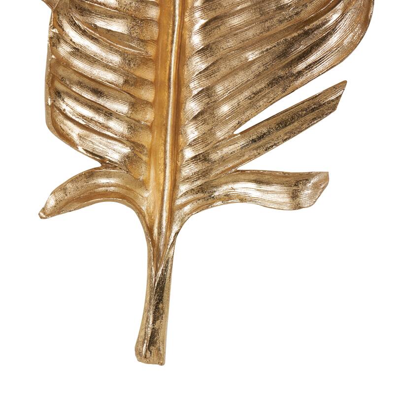 Gold Polystone Large Metallic Feather Bird Wall Decor