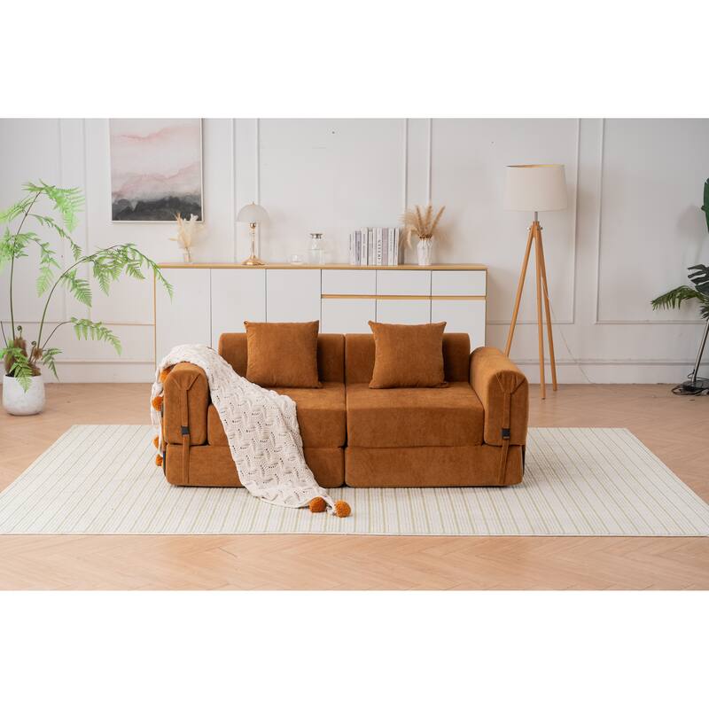 Folding Chaise Longue Sofa Fold Out Loveseat Floor Couch, Convertible Sleeper Sofa Bed Modular Leisure Sofa