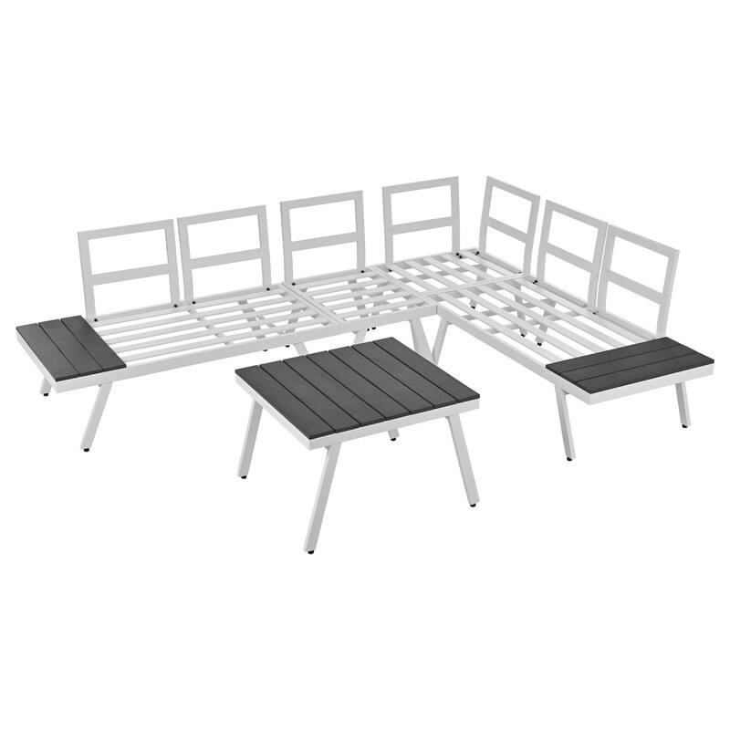 5pcs Aluminum Outdoor Patio Furniture Set,Industrial Sectional Sofa Set