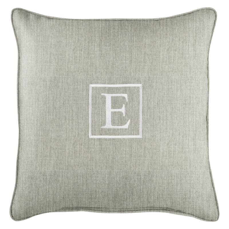Monogram Corded Single Square Pillow by Havenside Home - "E" - Granite Grey
