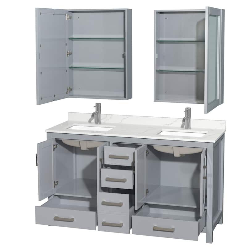 Wyndham Collection WCS141460D-QTZ-UNSMED Sheffield 60" Free Standing